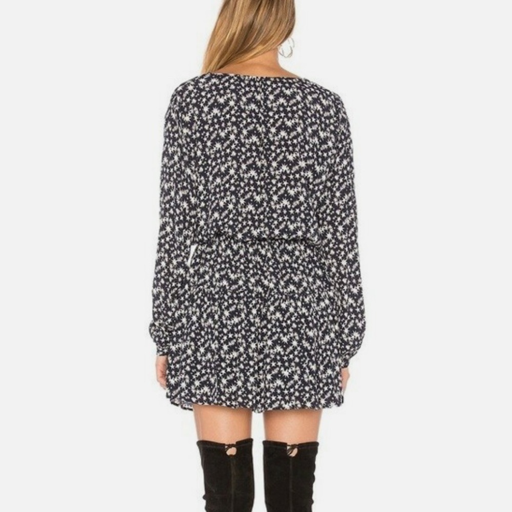 Rails Willa Navy Long Sleeve Mini dress Stellar Print Size Small EUC - Picture 2 of 9